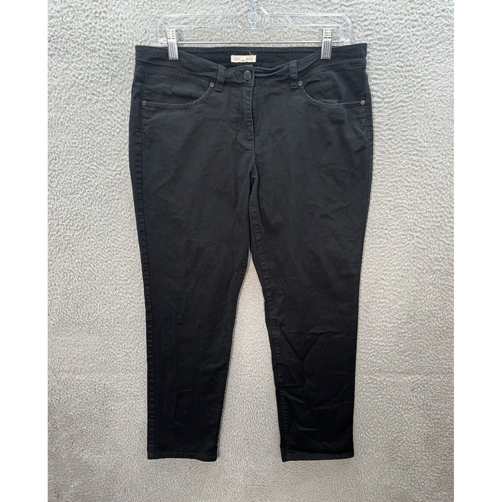 Eileen Fisher Pants Womens Medium Black‎ Mid Rise Stretch Careerwear Preppy